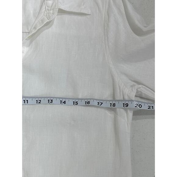 La Redoute Linen Popover Shirt Dress Size 10 White Roll Tab 3/4 Sleeve No Belt - Picture 7 of 8
